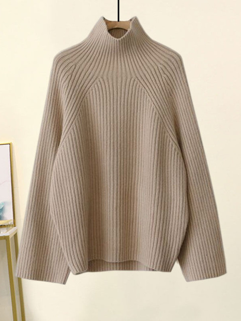 Women's Two Piece Pants Autumn Winter Warm Knitted Suit Women Long Sleeve Half Turtleneck Knitting Sweater And Wide Leg Sets Outer Wear Loose Set