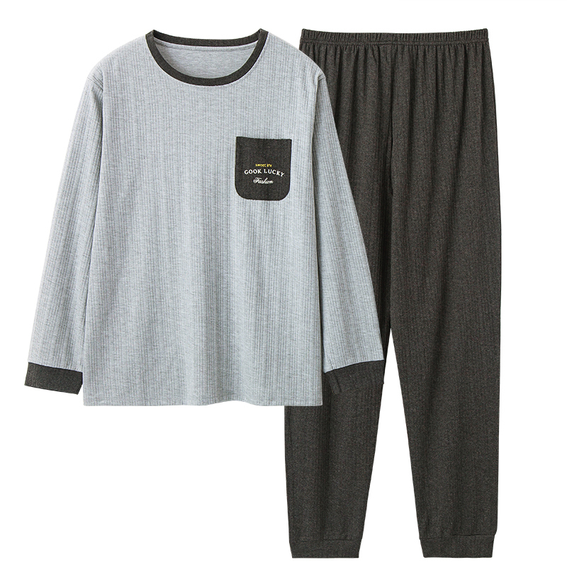 Men's Sleepwear Men Spring Long Sleeve Sleepwear Knited Cotton Mens Pajamas XXXXL Male Home Clothing 230317