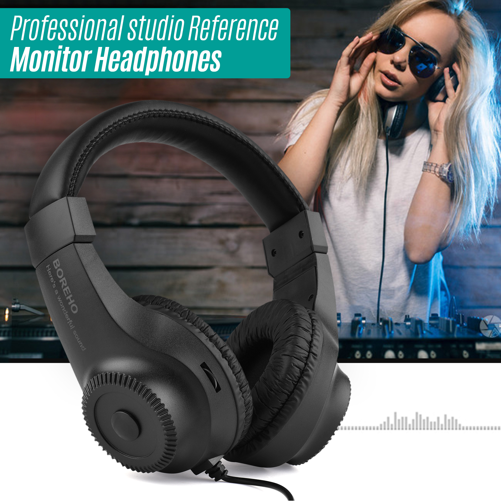 NEW Wired Stereo Monitor Headphones Over-ear Headset with 50mm Driver 6.5mm Plug for Guitar Amplifier Electric Piano Audio Mixer