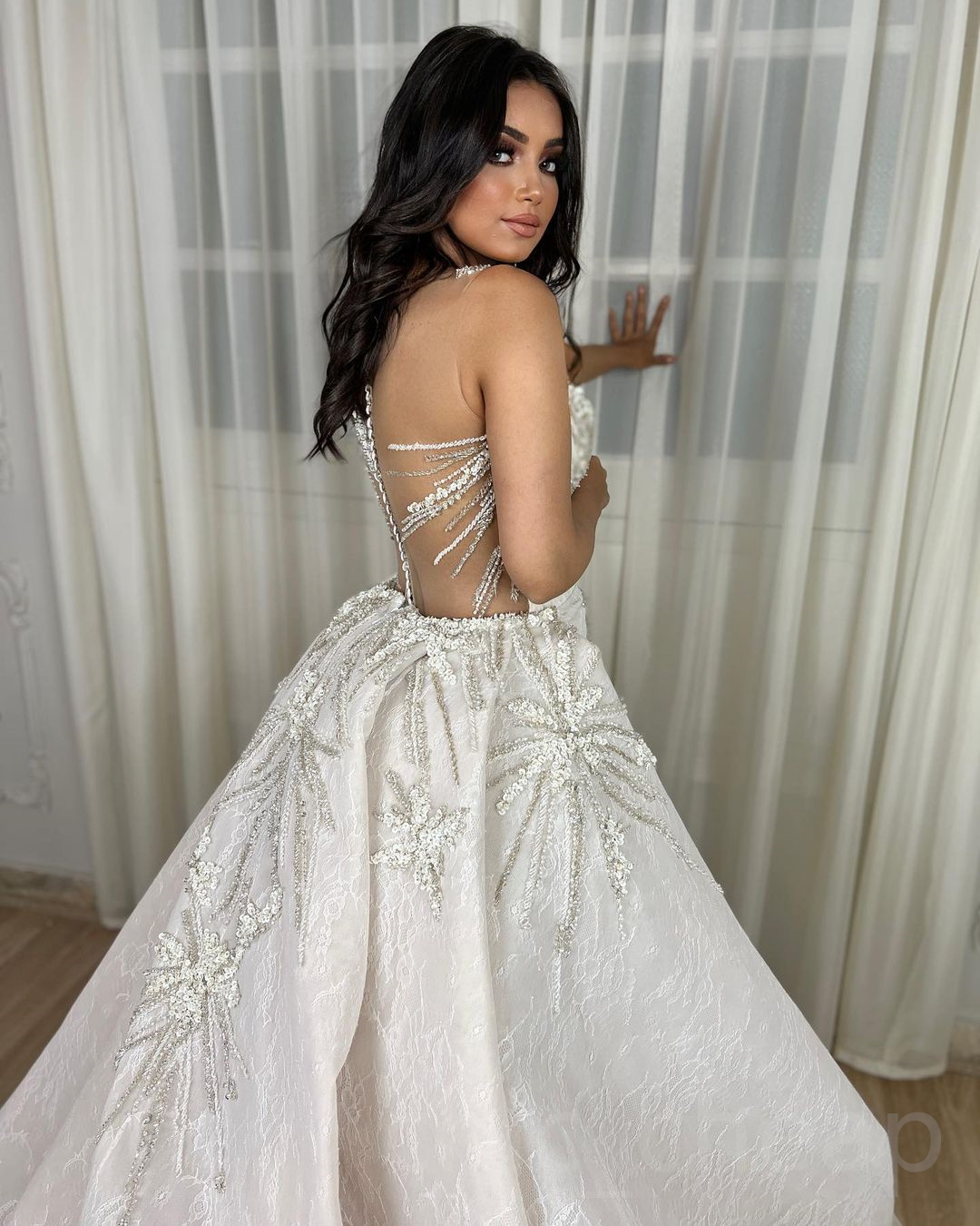 2023 Arabic Aso Ebi Mermaid Lace Wedding Dress Beaded Sheer Neck Detachable Train Vintage Bridal Gowns Dresses ZJ1134