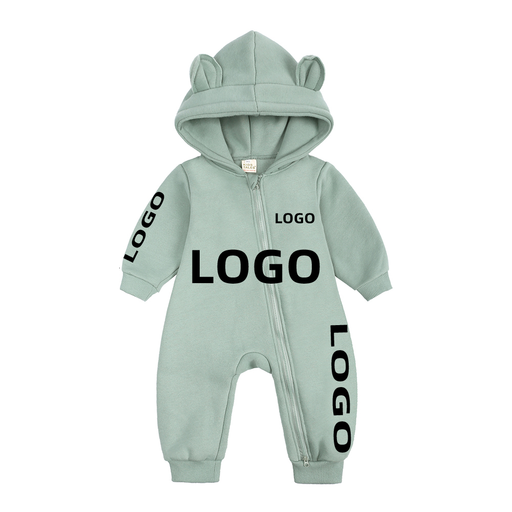 Rompers Custom Baby Bear Romper Clothes Spring Fleece Jumpsuit Cotton born Bodysuit Toddler Personalized LoOnesies For 0-24M 230311