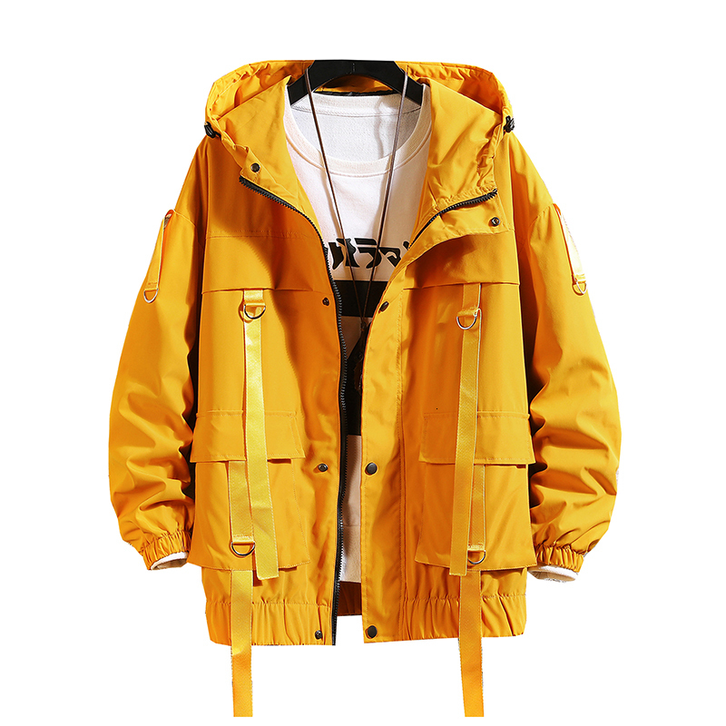 Men's Jackets Men Jackets And Coats Loose Autumn Ribbons Streetwear Casual Outwear Coats Hip Hop Men's Windbreaker Overcoat 230311