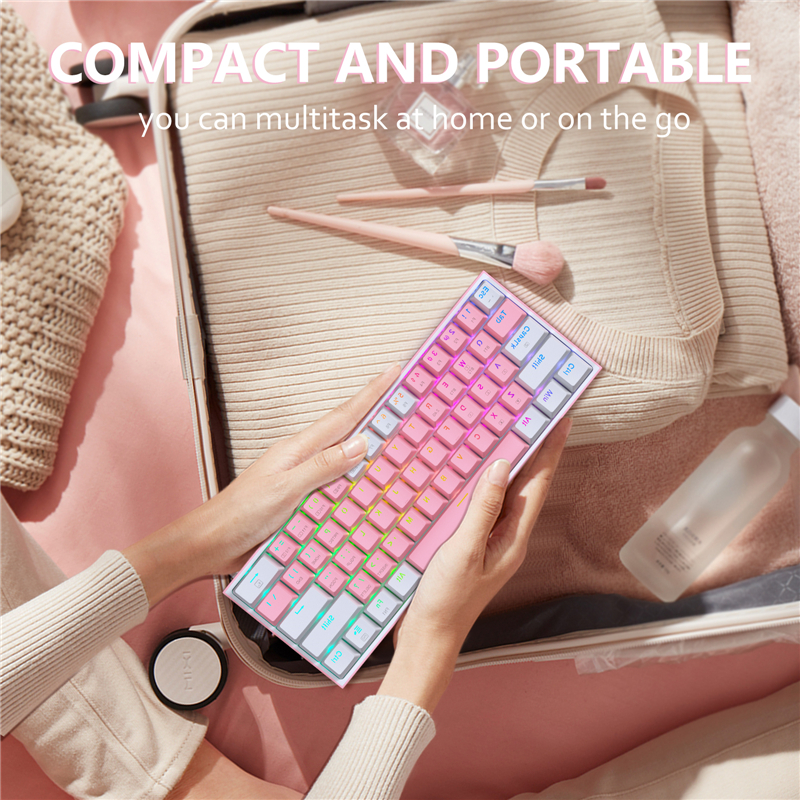 n 60% Wireless RGB Mechanical Keyboard 5.0 BT2.4 Ghz/Wired Three Modes 60% Bluetooth Keyboard Linear Red Switch for Gamer