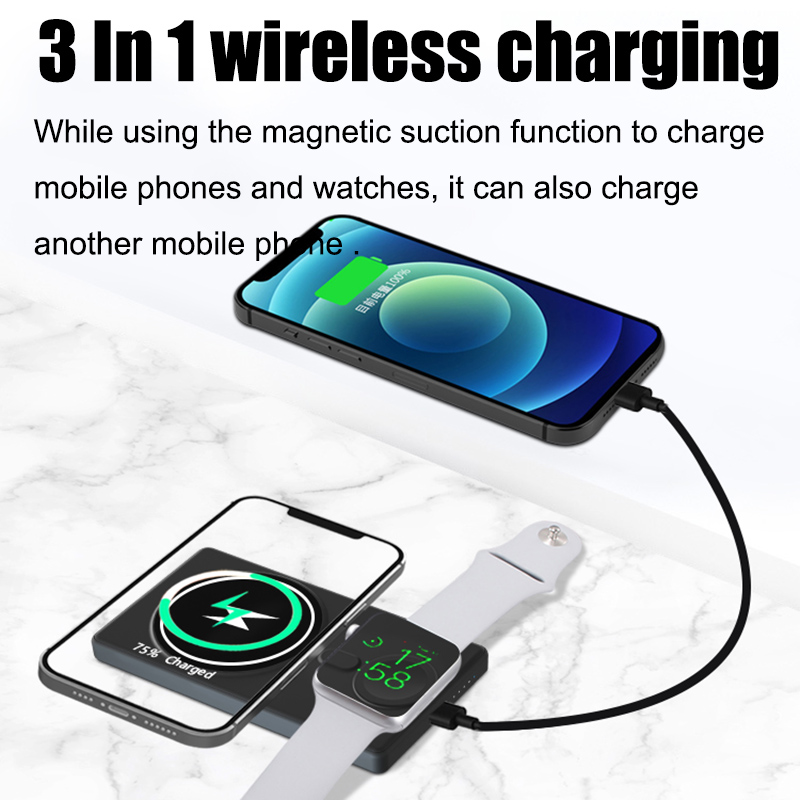 5000mAh Magnetic Power Banks For Iphone 13 12 Max Apple Watch Pro Induction Wireless Fast Charging External Battery