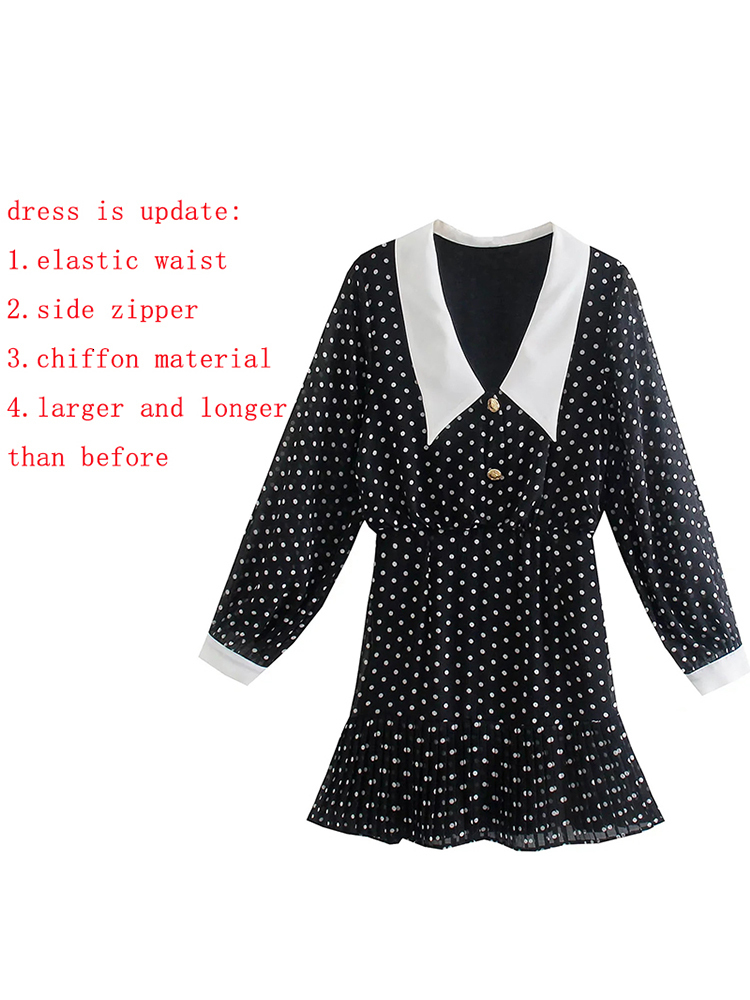Casual Dresses Foridol Peter Pan Collar Polka Dot Vintage Chiffon Autumn Summer Black Women Vestido Spring Retro Office 230310