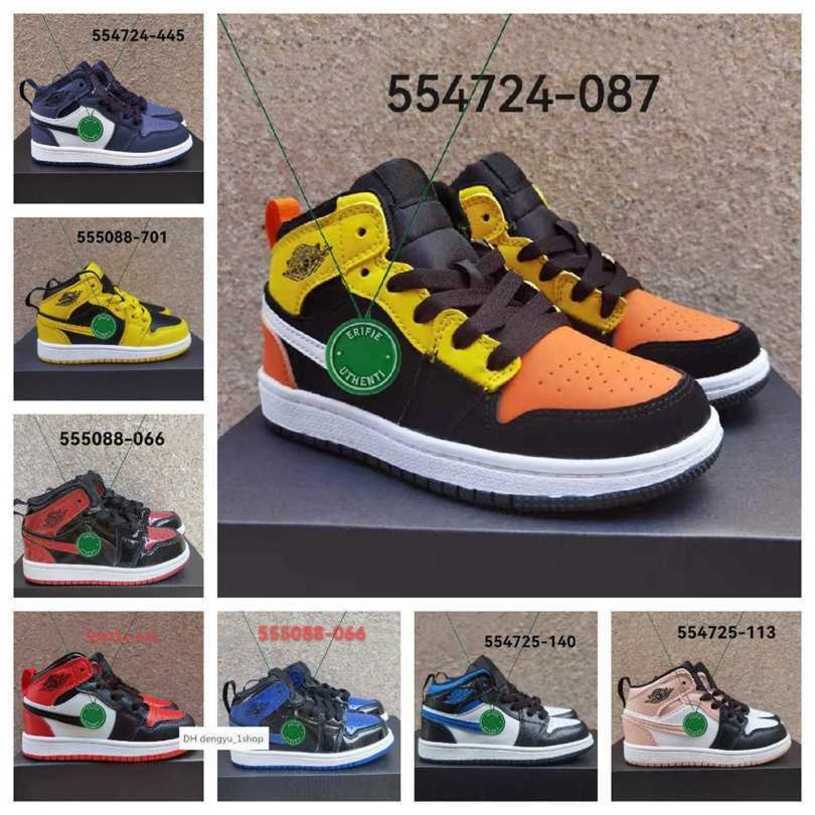 Jumpman 1 kids basketball shoes for kid youth students sneakers big child Junior toddler jordens 1s Medium Olive Gym Red Travis jordas air JORDON UG31