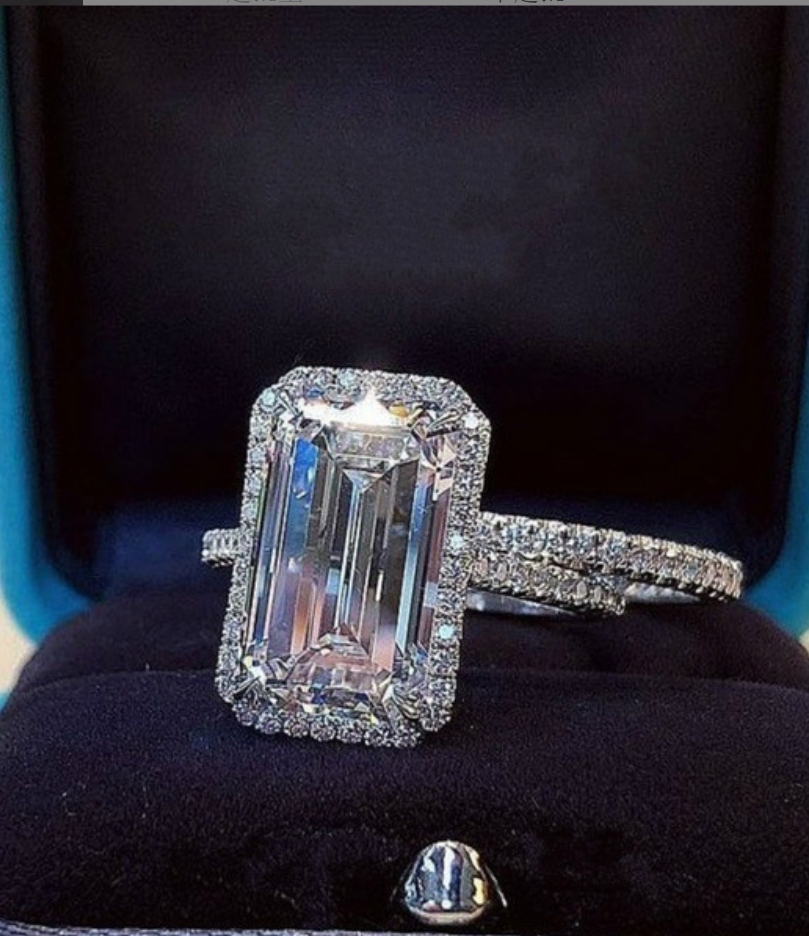 Emerald cut 2ct Lab Diamond Promise Ring Sets 925 sterling Silver Engagement Wedding Band Rings For Women Bridal Party Jewelry Y0723