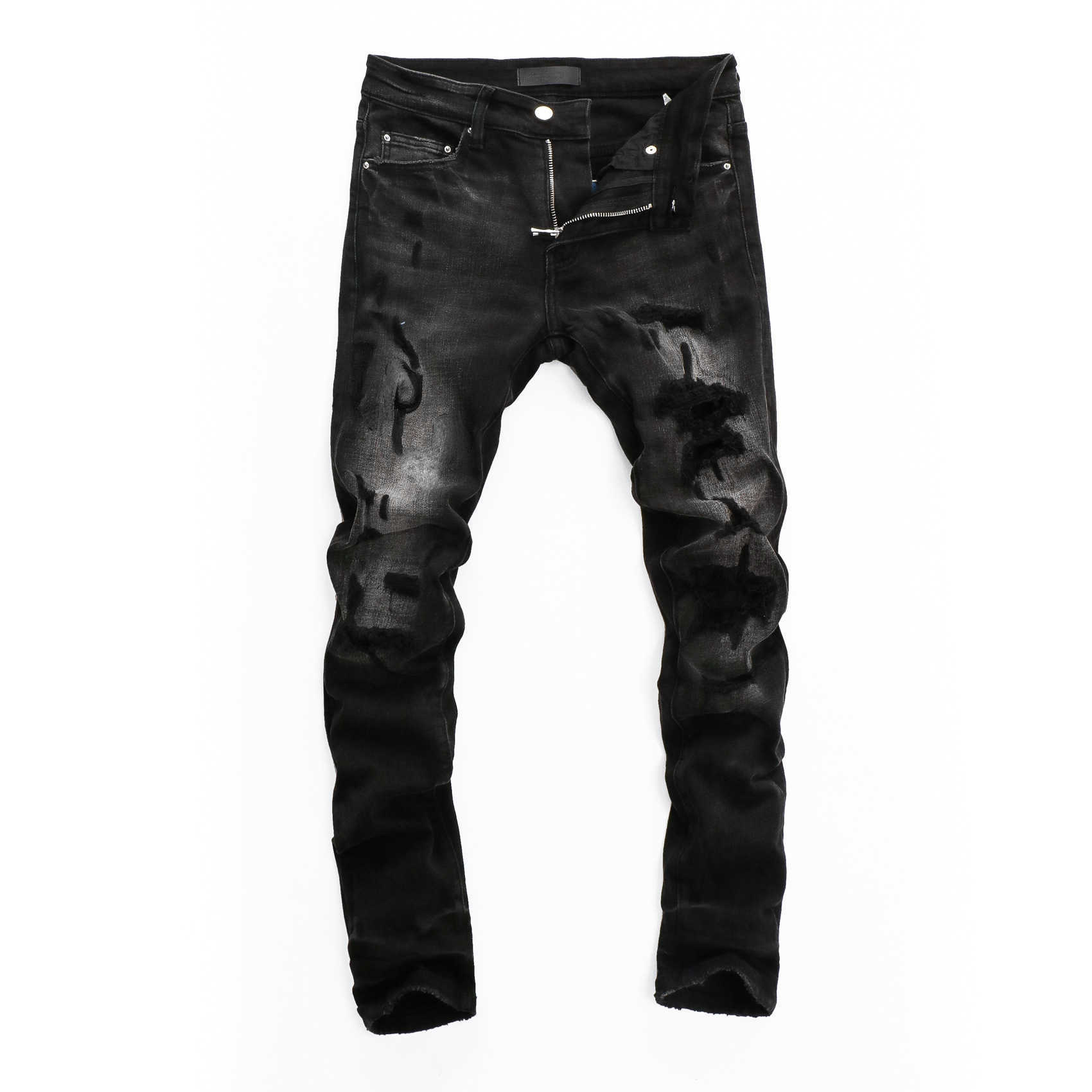 Black designer jeans high waisted jeans Men's Jeans Wear Hole Patch Jeans Youth Slim Print Pants, Color as shown in the figure
Black designer jeans high waisted jeans Men's Jeans Wear Hole Patch Jeans Youth Slim Print Pants, Color as shown in the figure
