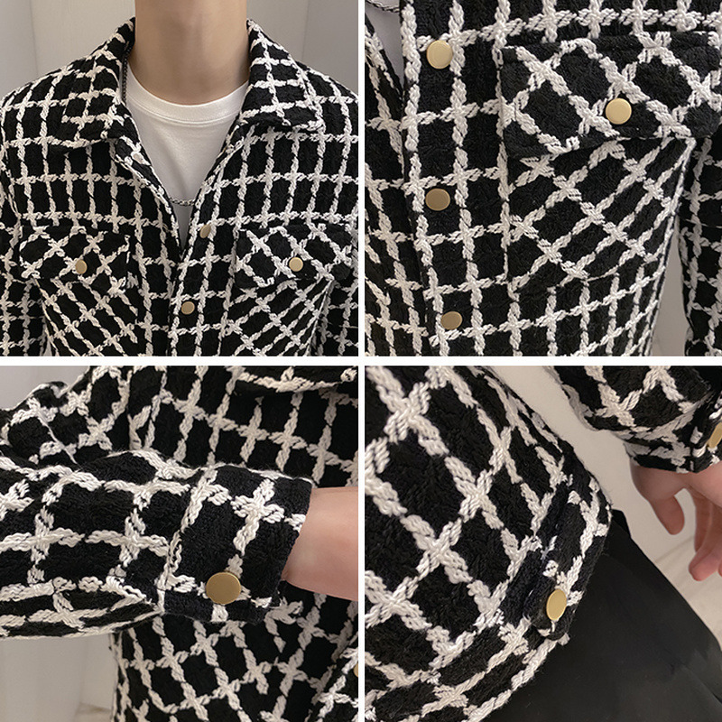 Men's Plaid Haruku Jacket - Casual Cropped Spring Outwear, Korean Style, Plus Size