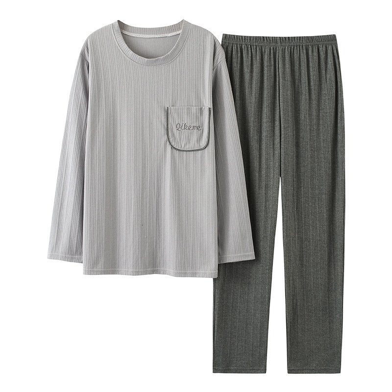 Men's Sleepwear Cotton Korean Style 2 Pieces Pajamas for Men Breathable Homewear Autumn Simple Pyjama Comfortable Sleepwear Fashion Nightwear 230