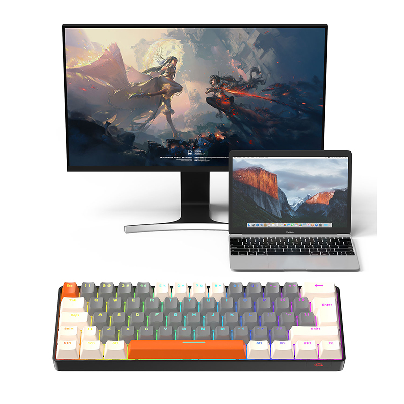 T60 Russian/En Mini Gaming Mechanical Keyboard 62 Keys RGB Type-C Wired Gaming Keyboard NKRO 60% Ergonomics Keyboards For Gamer