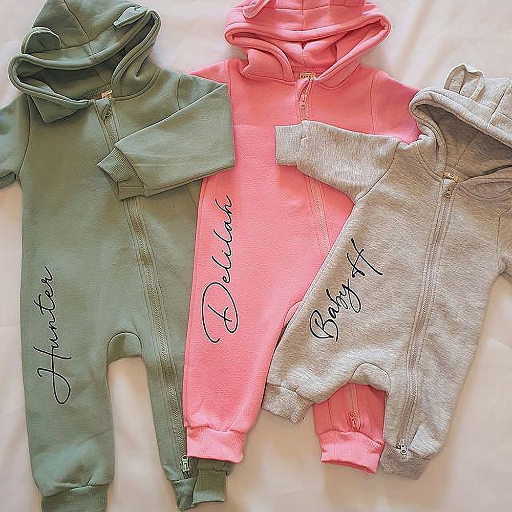 Rompers Custom Baby Bear Romper Clothes Spring Fleece Jumpsuit Cotton born Bodysuit Toddler Personalized LoOnesies For 0-24M 230311