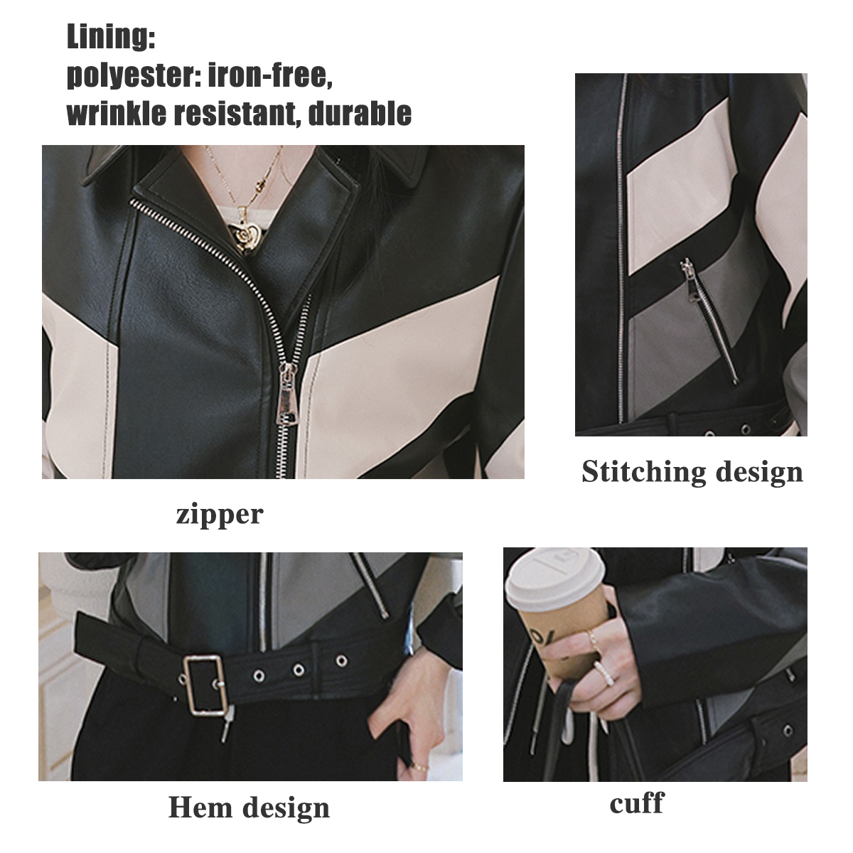 Women's Jackets 2023 Fashion Spring Jacket Women Black Korean Short Leather Biker Coat Lady Zipper Female Pu Streetwear Adjust Waist Clothes 2303