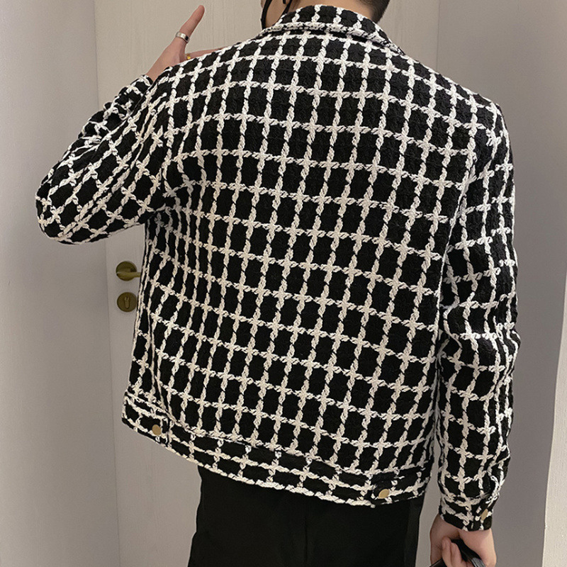 Men's Plaid Haruku Jacket - Casual Cropped Spring Outwear, Korean Style, Plus Size