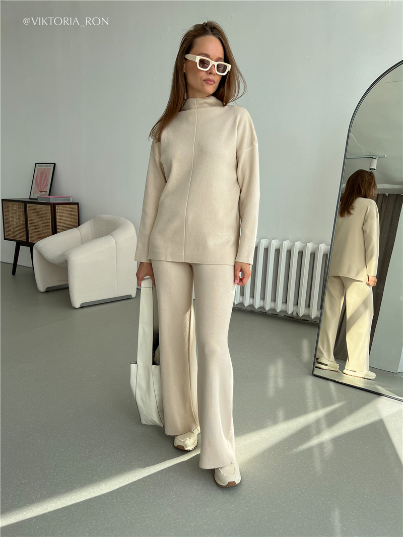 Women's Two Piece Pants Loose Casual Sweater Trousers Fashion Suit Womens Peice Sets Spring Autumn Knitted Sweaterpants 230310
