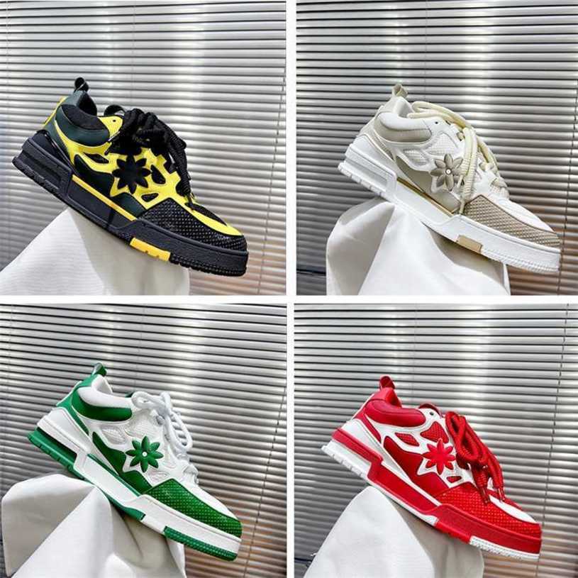Designer Casual Shoes Men Sneakers Rubber Platform Trainers Genuine Leather Sneaker Multicolor Lace-up Skate Shoes Fashion Running Shoe Size38-44 FL89