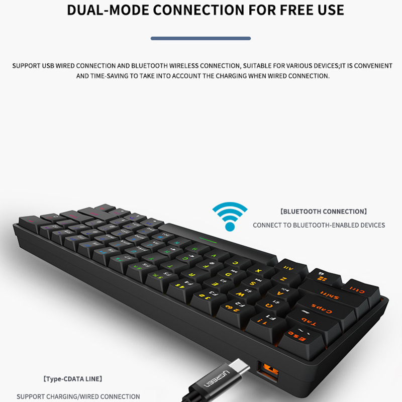 K28 Double Model Mini Gaming Mechanical Keyboard 61 Keys RGB Hot Swap Type-C Wired BT5.0 Wireles Keyboards For Laptop PC Tablet