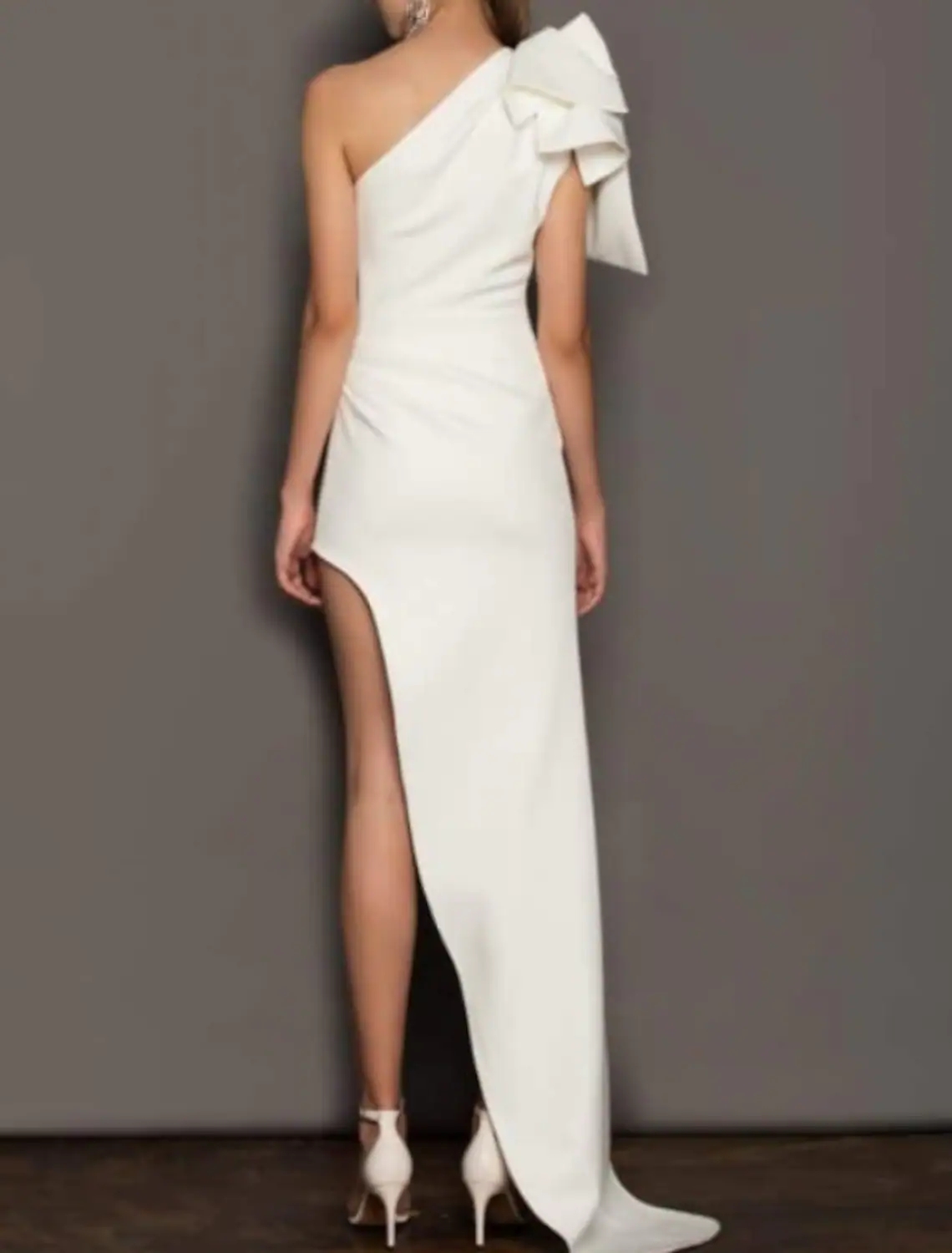 Sexy Wedding Dress 2023 Sleeveless One Shoulder Asymmetrical Satin With Bow Bride Party Gowns Robe De Mariage Boho