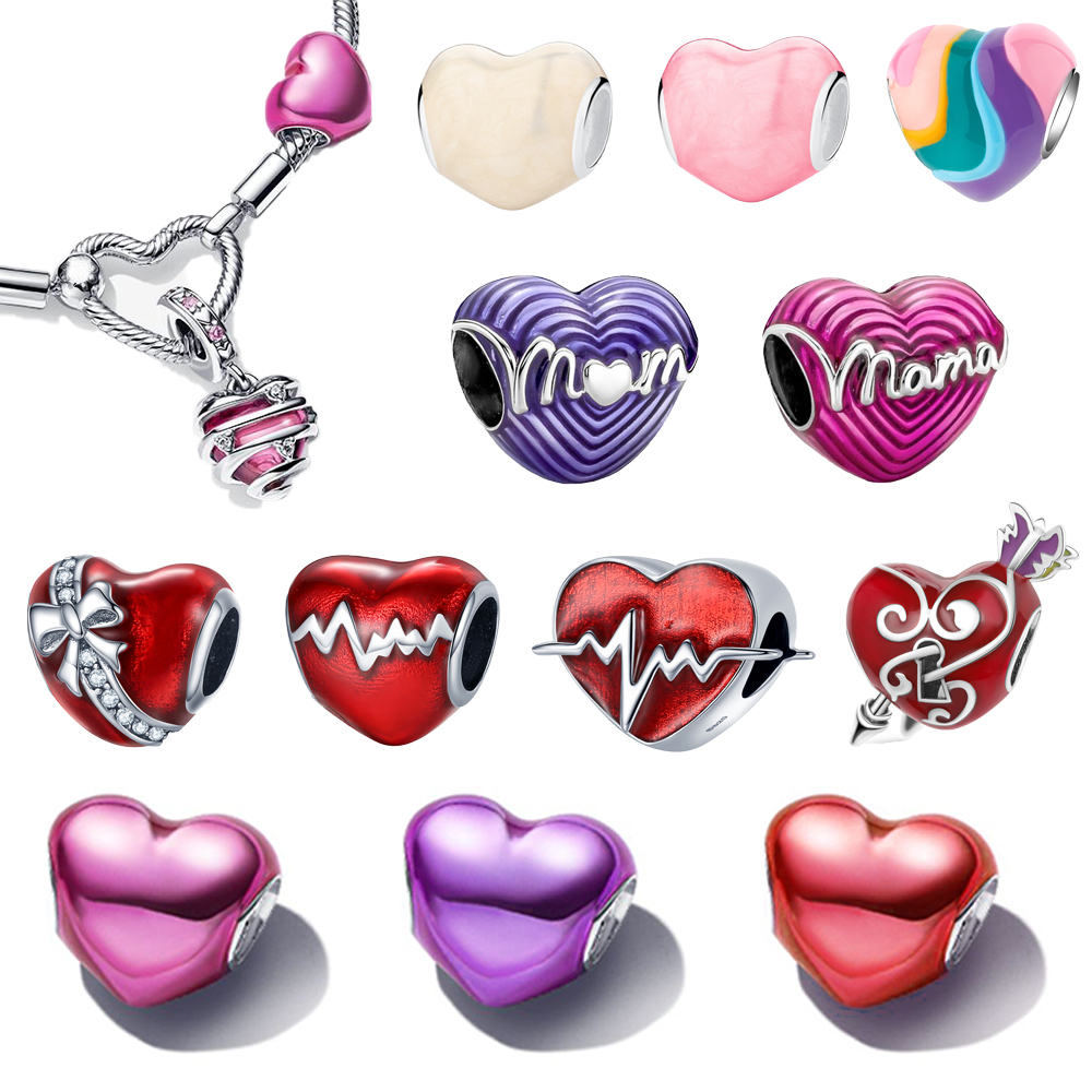 925 silver Fit Pandora Original charms DIY Pendant women Bracelets beads Metallic Pink Heart Charm 01344
925 silver Fit Pandora Original charms DIY Pendant women Bracelets beads Metallic Pink Heart Charm 01344