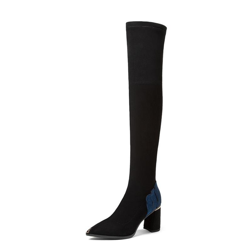 Boots High Heels Women Pointed Toe Chunky Black Shoes Over The Knee Sexy Fashion Slip On Crystal
Boots High Heels Women Pointed Toe Chunky Black Shoes Over The Knee Sexy Fashion Slip On Crystal