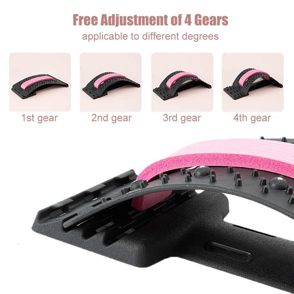 Back Massager 4 Level Back Massager Magnetic Therapy Neck Stretcher Waist Strecher Massage Tools Lumbar Spine Support Pain Reliever HealthCare 230311