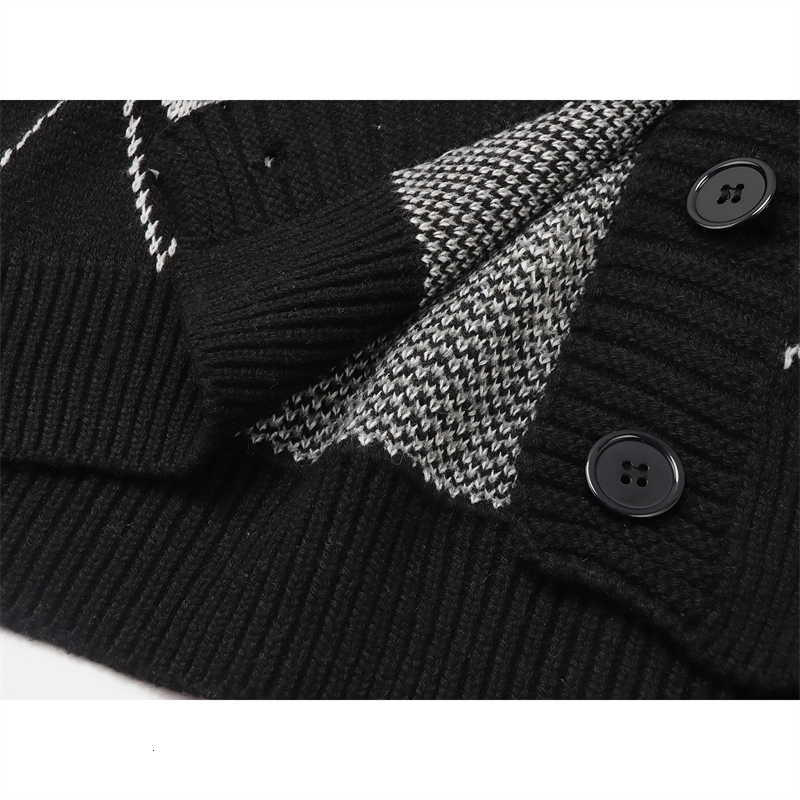 Women's Knits Tees Fashion Gothic Style Oversized Black Cardigan Emo Women Sweater Long Sleeve Vneck Harajuku Loose Vintage Knitwear Tops Coat 90