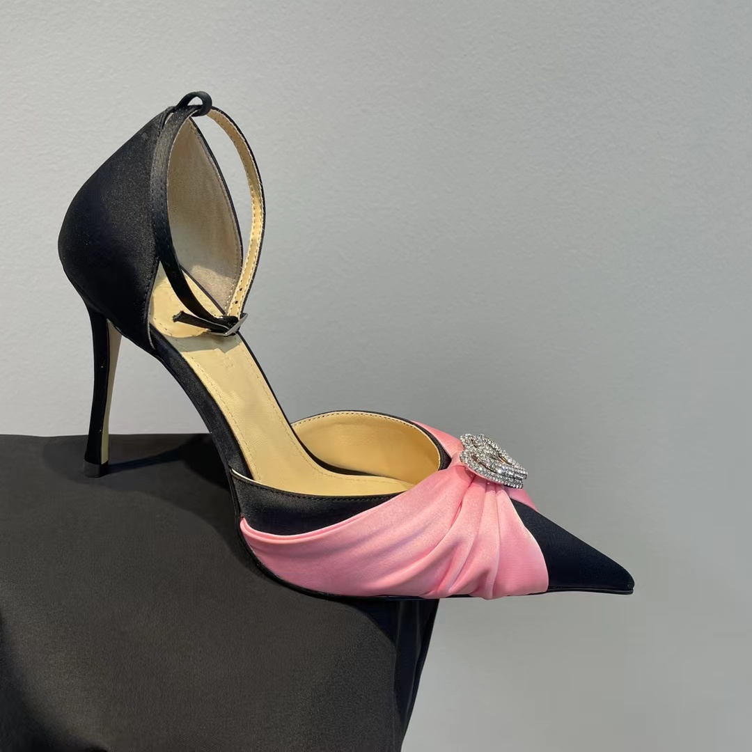 Mach Designer dress shoes high heel sandals pleated satin crystal decorative water pump banquet shoe 10cm women high heels ankle strap designer slippers, Black
Mach Designer dress shoes high heel sandals pleated satin crystal decorative water pump banquet shoe 10cm women high heels ankle strap designer slippers, Black