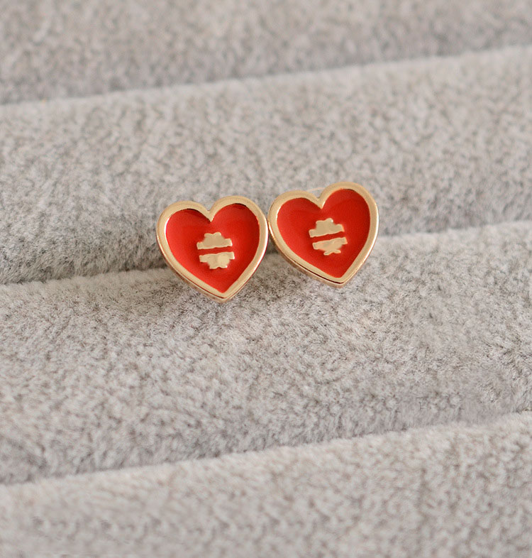 Fashion Enamel Love Heart Stud Earrings for Women Letter Charm Earrings Bride Wedding Jewelry Wholesale