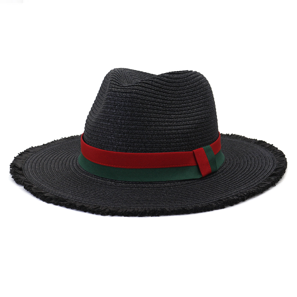 Fashion Men Women Outdoor Travel Wide Brim Hat Beach Seaside Sunshade Jazz Straw Fedora Cap Srping Summer