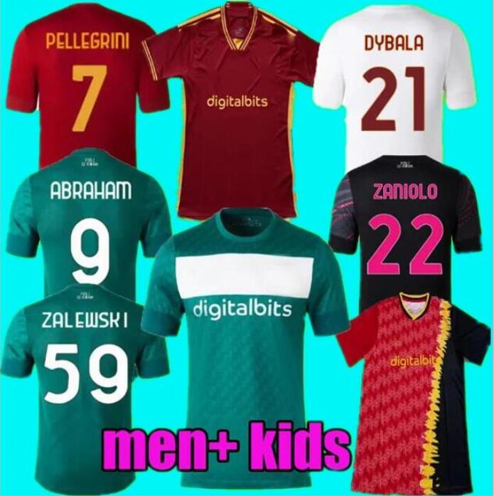 22 23 DYBALA soccer jerseys ABRAHAM WIJNALDUM 2022 2023 Legacy Kit ZANIOLO PELLEGRINI KLUIVERT SMALLING football shirt maillot Camiseta maglia RoMAs Men Kids kit