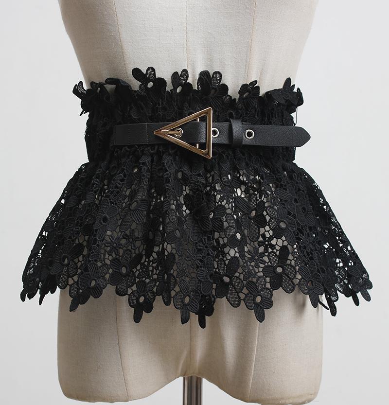 Belts Women's Fashion White Black Elastic Lace Cummerbunds Peplum Belt Buckle Wide Waistband Women Sexy Runway Dress CorsetsBelts
Belts Women's Fashion White Black Elastic Lace Cummerbunds Peplum Belt Buckle Wide Waistband Women Sexy Runway Dress CorsetsBelts