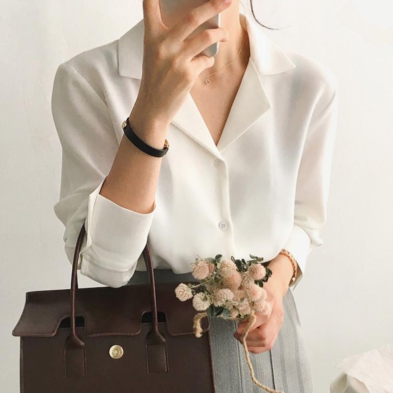 Women's Blouses & Shirts Women Korean Style Simple Elegant White Shirt For Office Ladies Spring Autumn Chiffon Lapel Long Sleeve Tops
Women's Blouses & Shirts Women Korean Style Simple Elegant White Shirt For Office Ladies Spring Autumn Chiffon Lapel Long Sleeve Tops