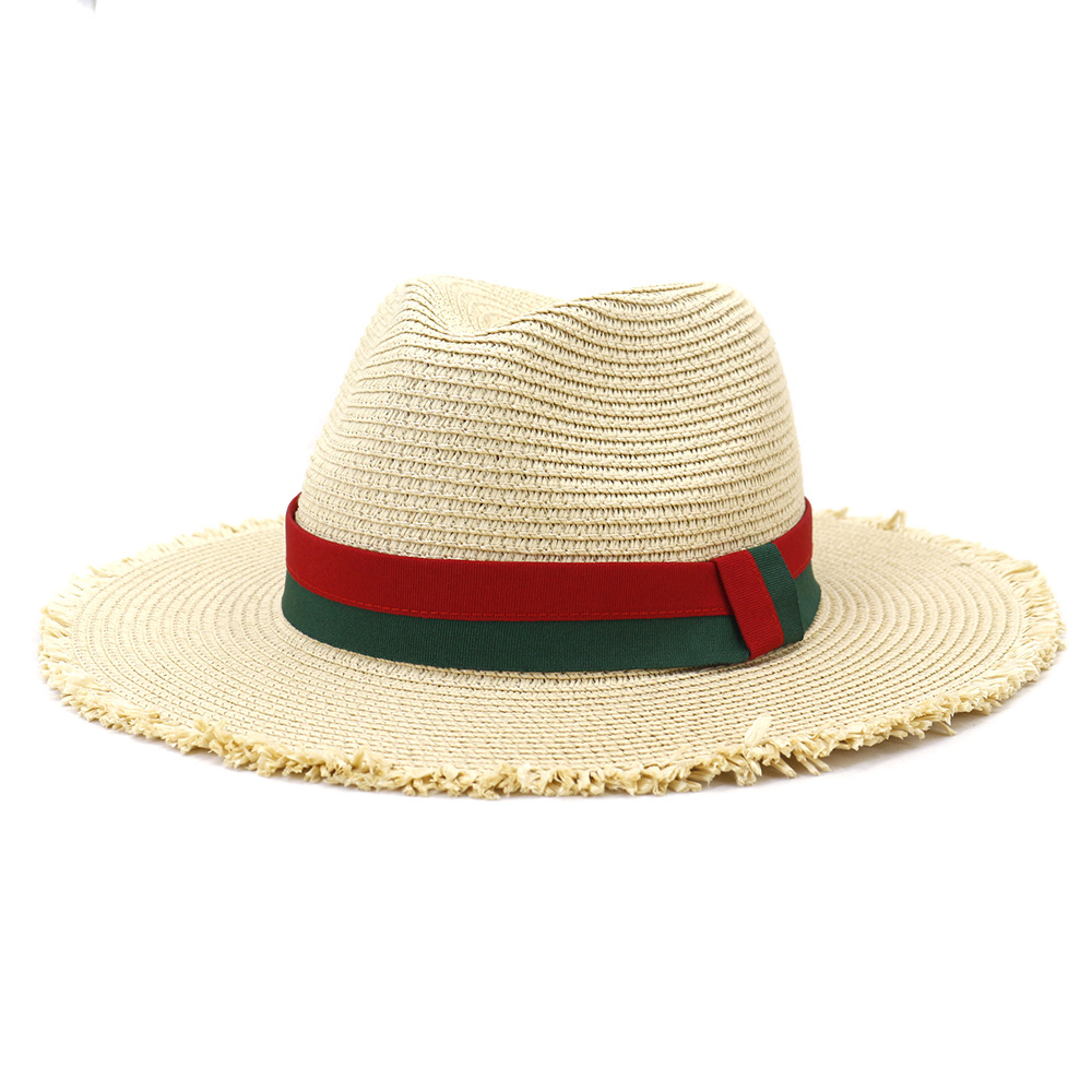 Fashion Men Women Outdoor Travel Wide Brim Hat Beach Seaside Sunshade Jazz Straw Fedora Cap Srping Summer