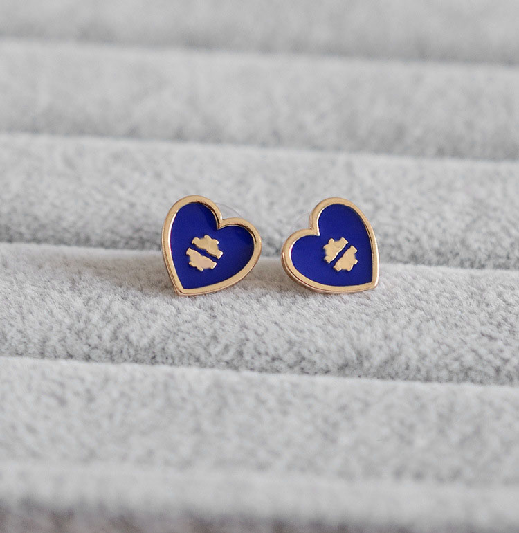 Fashion Enamel Love Heart Stud Earrings for Women Letter Charm Earrings Bride Wedding Jewelry Wholesale