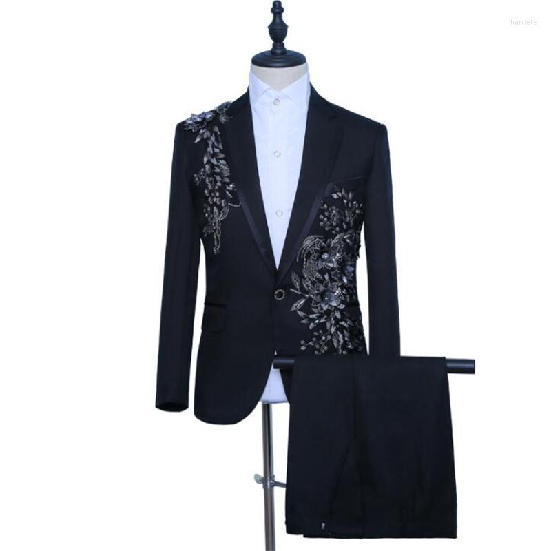 Men' Suits Blazer Men Groom Suit Set With Pants Terno Masculino Slim Fit Mens Wedding Costume Singer Stage Clothing Formal Dress, Black
Men' Suits Blazer Men Groom Suit Set With Pants Terno Masculino Slim Fit Mens Wedding Costume Singer Stage Clothing Formal Dress, Black