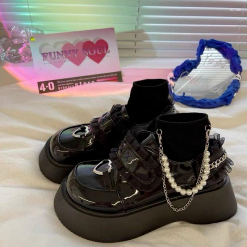 Dress Shoes Women Pumps Derby Metal Heart Lace Chain Flat Wedge Platform Female Lady Vintage Girl Lolita Punk College Round Toe, Black gloss
Dress Shoes Women Pumps Derby Metal Heart Lace Chain Flat Wedge Platform Female Lady Vintage Girl Lolita Punk College Round Toe, Black gloss