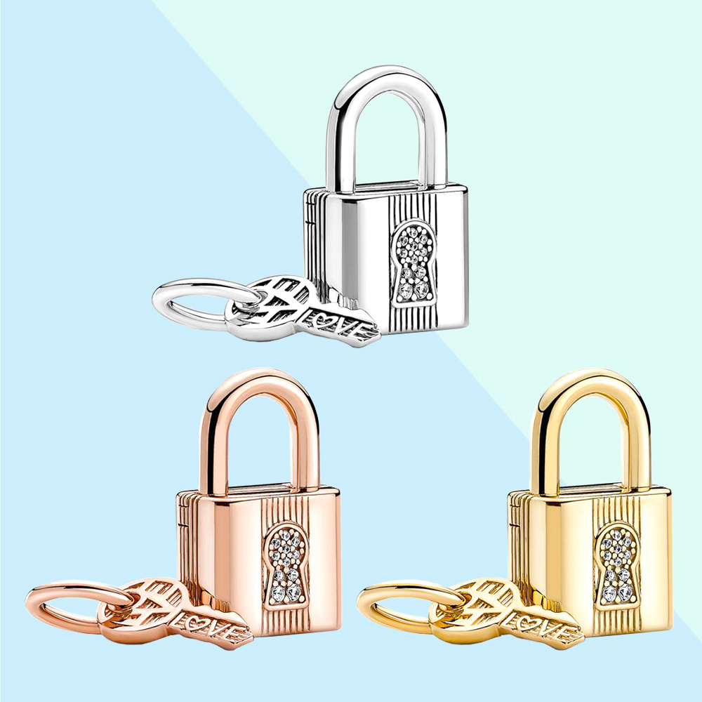 New Popular 925 Sterling Silver Key Lock Hanging Charm Is Suitable For Primitive DIY Women's Bracelet Jewelry Fashion Accessories