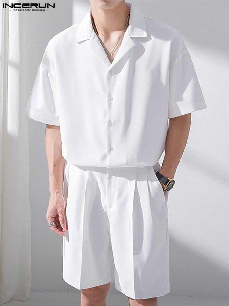 Men s Tracksuits Summer Sets Solid Streetwear Lapel Short Sleeve Button Shirt Shorts Two Pieces 2023 Casual Suits INCERUN S 5XL 230311, White
Men s Tracksuits Summer Sets Solid Streetwear Lapel Short Sleeve Button Shirt Shorts Two Pieces 2023 Casual Suits INCERUN S 5XL 230311, White