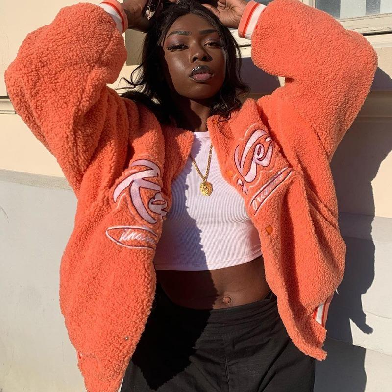 Women' Jackets Winter Letter Print Single Breasted Jacket Warm Coats 2023 Female Orange Faux Fur Outerwear Y2K Tops Varsity Streetwear
Women' Jackets Winter Letter Print Single Breasted Jacket Warm Coats 2023 Female Orange Faux Fur Outerwear Y2K Tops Varsity Streetwear