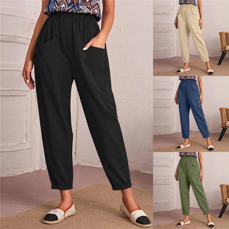 Women's Pants & Capris Women Linen Pencil Summer Elastic Waist Cropped Trousers Casual Streetwear Large Pockets Thin CapriWomen's, Dark blue
Women's Pants & Capris Women Linen Pencil Summer Elastic Waist Cropped Trousers Casual Streetwear Large Pockets Thin CapriWomen's, Dark blue