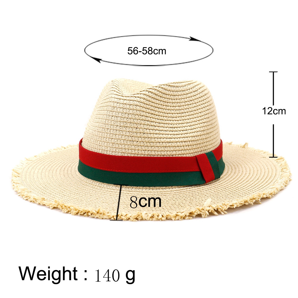 Fashion Men Women Outdoor Travel Wide Brim Hat Beach Seaside Sunshade Jazz Straw Fedora Cap Srping Summer