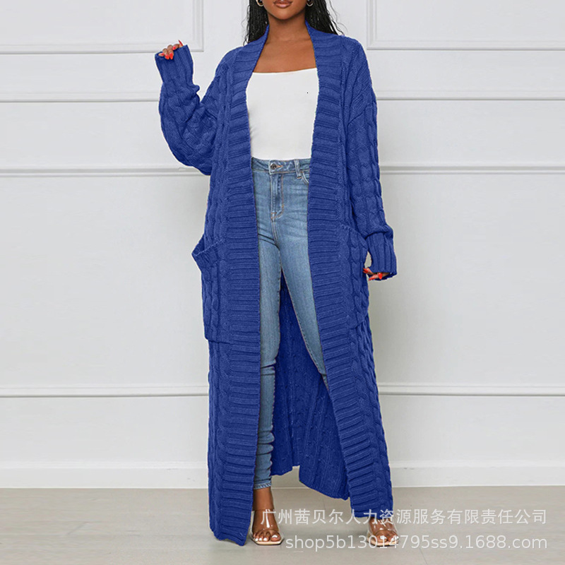 Women's Knits Tees Open Front Cable Knit Longline Cardigan Women Long Sleeve Loose Fashion Casual Knitwear Solid Color 230311