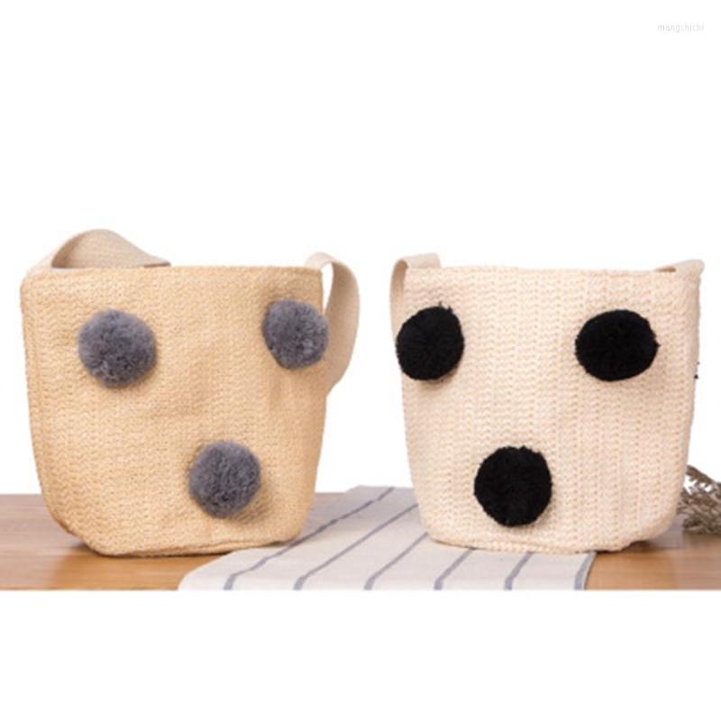 Evening Bags College Style Straw Bag Cute Sweet Hair Ball Vacation Beach Woven Bucket Handbag, Hui qiu
Evening Bags College Style Straw Bag Cute Sweet Hair Ball Vacation Beach Woven Bucket Handbag, Hui qiu