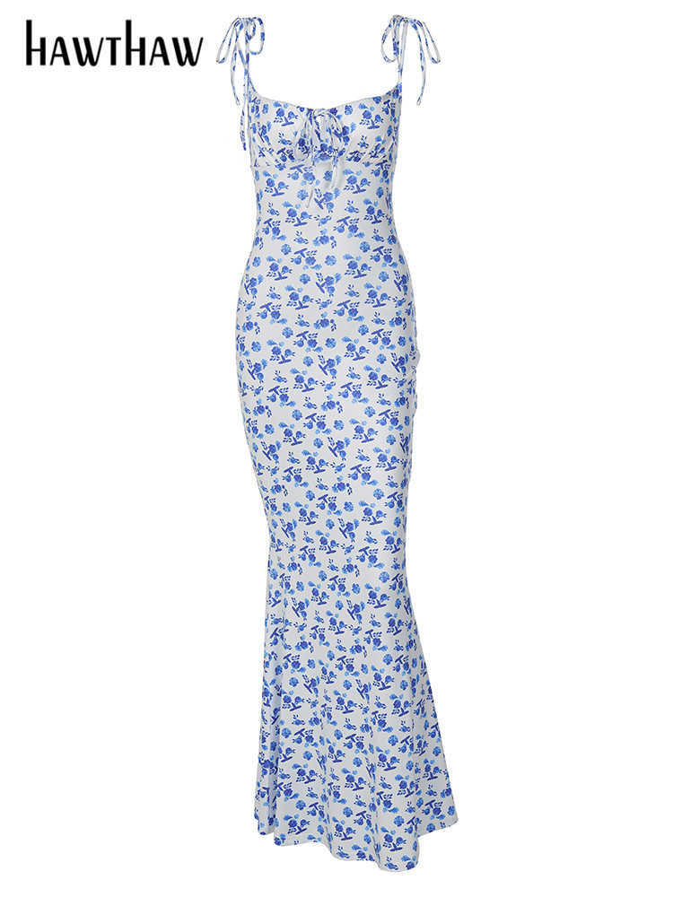 Casual Dresses Hawthaw Women Elegant Floral Beach Vacation Bodycon Streetwear Long Dress 2022 Summer Clothes Wholesale Items For Business G230311