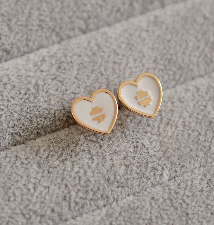 Fashion Enamel Love Heart Stud Earrings for Women Letter Charm Earrings Bride Wedding Jewelry Wholesale