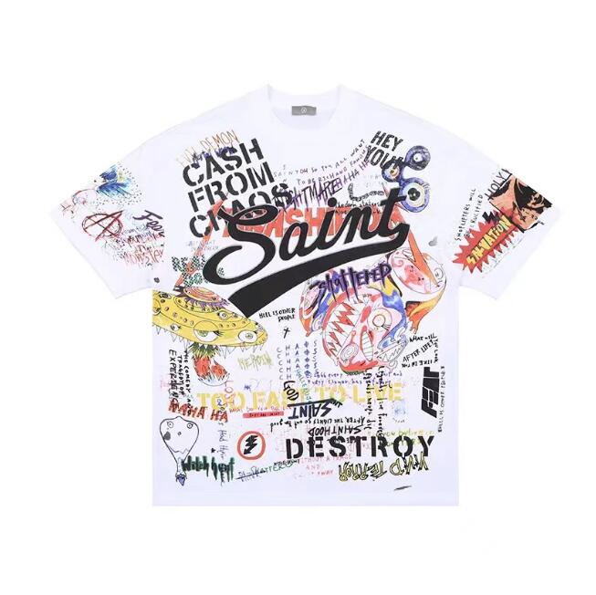 Men's Plus Tees Graffiti loose round-necked short-sleeved t-shirt