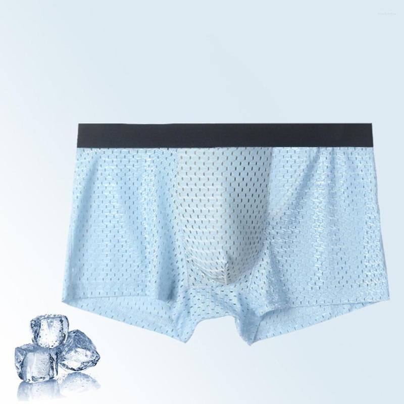 Underpants Men Ice Silk Boxer Briefs Male Summer Cool Panties Breathable Mesh Hole Underwear Man Bulge Pouch Soft Knickers, Blue
Underpants Men Ice Silk Boxer Briefs Male Summer Cool Panties Breathable Mesh Hole Underwear Man Bulge Pouch Soft Knickers, Blue