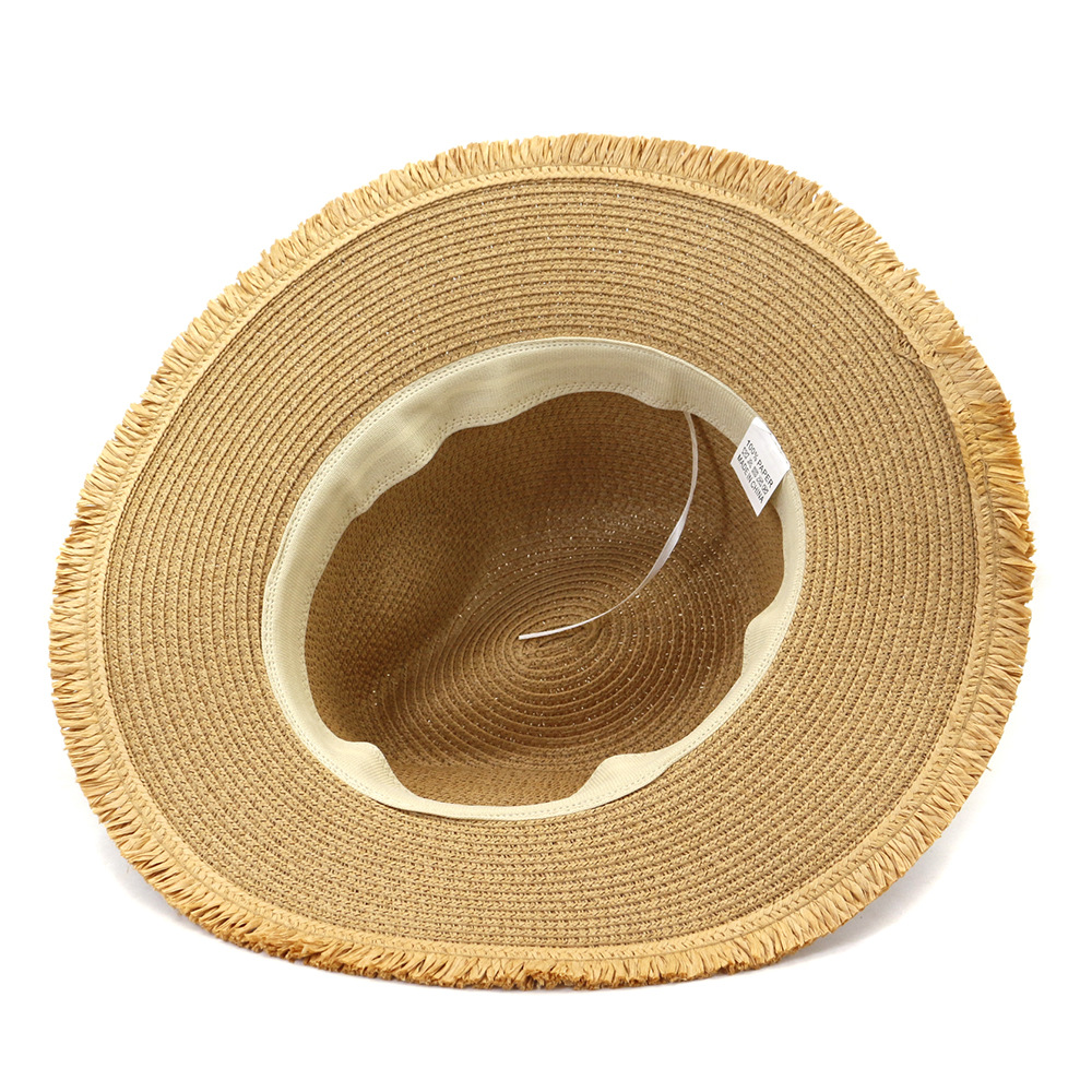 Fashion Men Women Outdoor Travel Wide Brim Hat Beach Seaside Sunshade Jazz Straw Fedora Cap Srping Summer