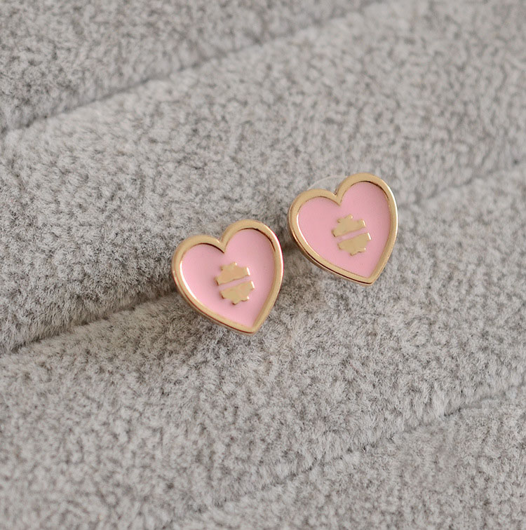 Fashion Enamel Love Heart Stud Earrings for Women Letter Charm Earrings Bride Wedding Jewelry Wholesale
