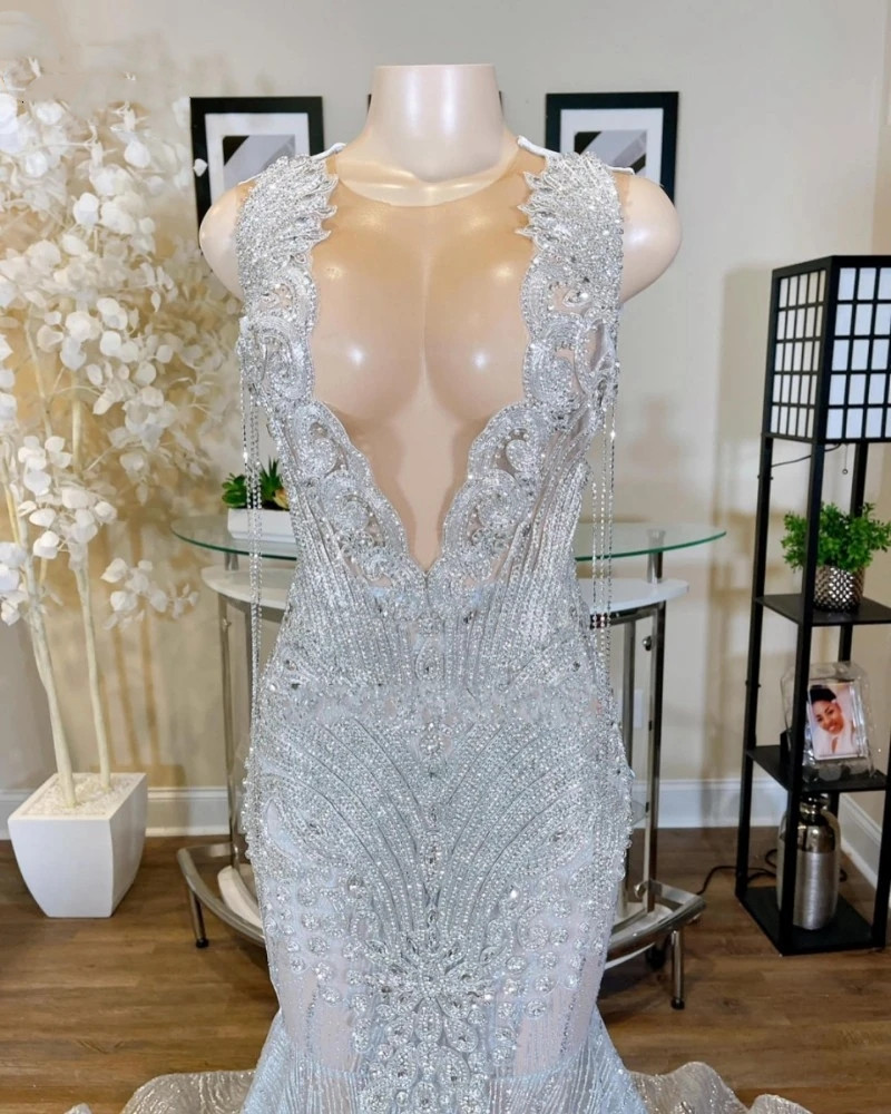 Sequin Prom Dresses Gilter Crystal 2023 Long Mermaid Evening Gowns Rhinestone Women Party Dress Vestido Fiesta De Boda